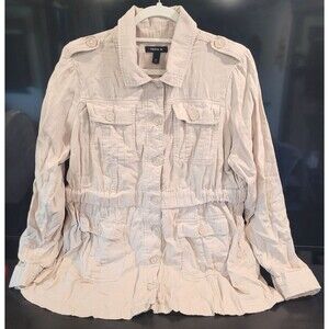 Torrid Anorak Utility Jacket Sz 00 (M/L) Roll Tab Sleeve ButtonFront Lightweight